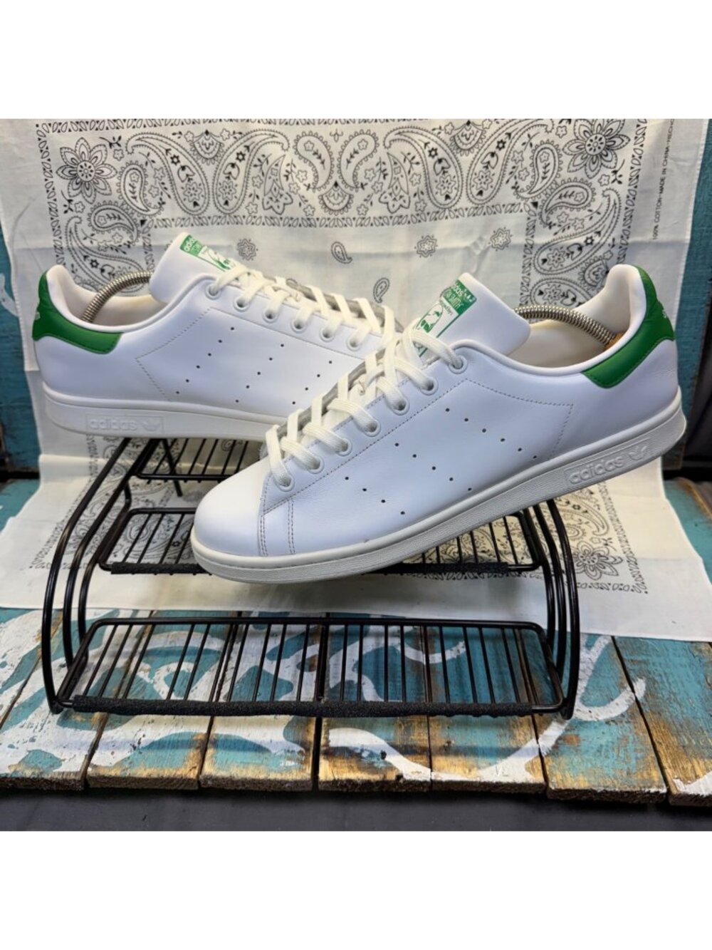 Adidas Stan Smith White/Green Sneakers M20324 Classic Tennis Men's Size 13 EUC